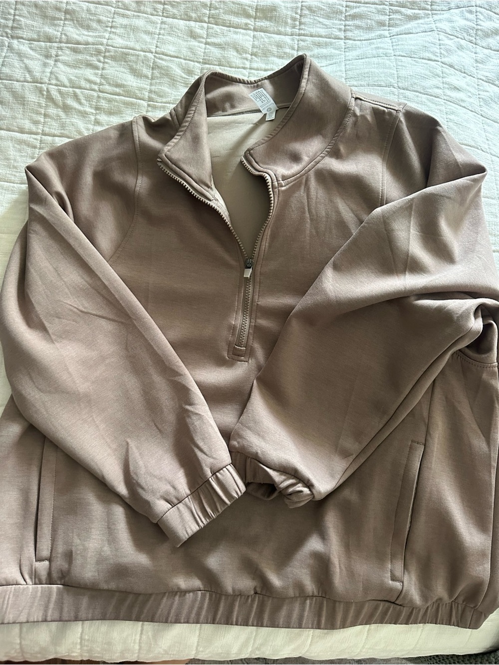 Womens Half-Zip Pullover Sweater - Taupe